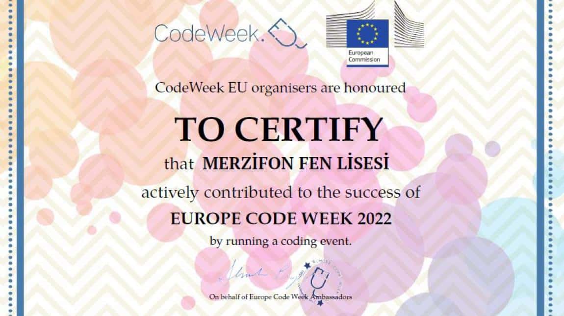 Codeweek Haftası etkinliğine katılan okulumuz sertifikasını aldı...